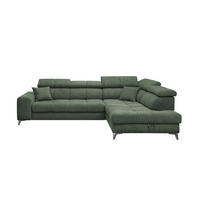 ECKSOFA mit Schlaffunktion und Bettkasten, Luxus-Mikrofaser - Schwarz/Grün, Textil/Metall (198/282cm) - ed exciting design