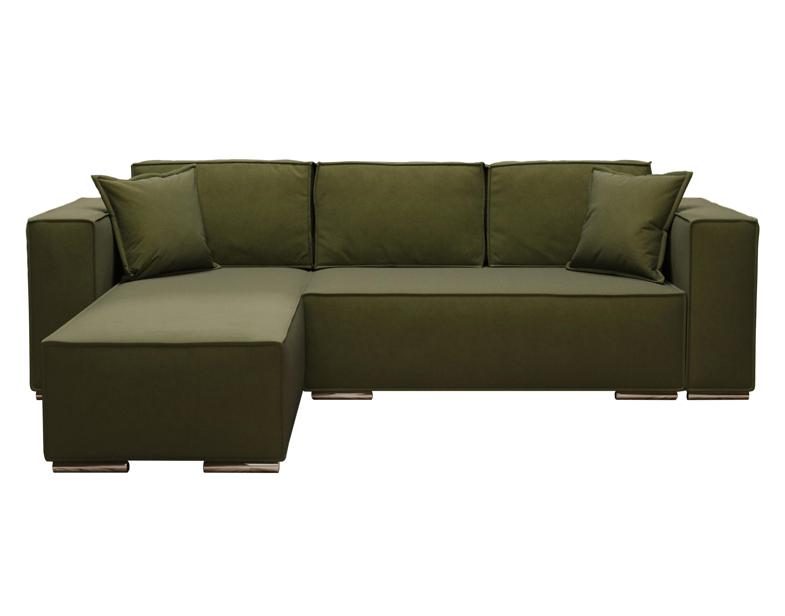ECKSOFA L Form Vinoria Grün 255/180/82 cm Links mit Schlaffunktion - Chromfarben/Dunkelgrün, Textil/Metall (180/255cm) - AX Living