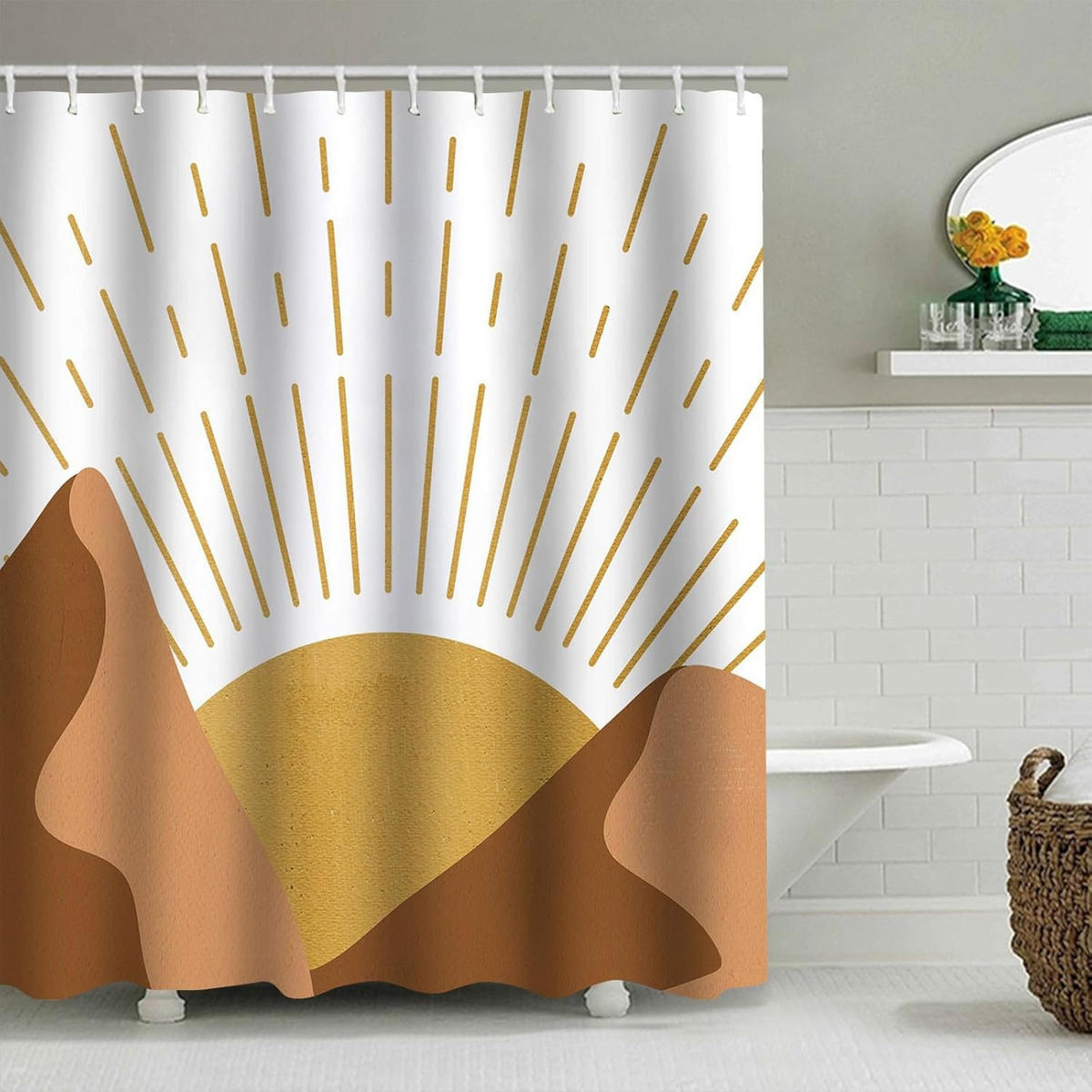 DUSCHVORHANG wasserdicht schimmelresistent Polyester waschbar für Standard Badewannen mit Haken - Multicolor, Textil (180/180cm) - MCBOSON