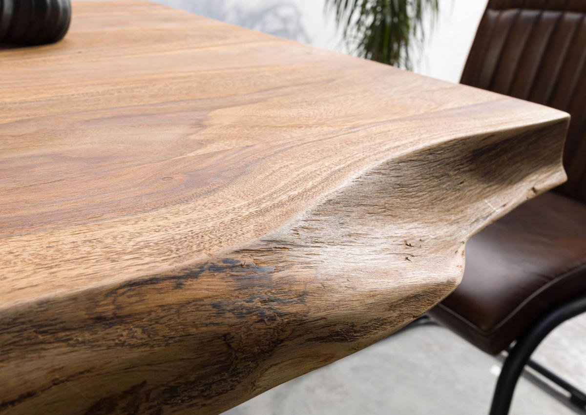 BAUMTISCH Sheesham 200x100x79 natur gebeizt / Mikado-Beine anthrazit matt FREEFORM 5 - Anthrazit/Naturfarben, Holz (200/100/79cm) - Massivmoebel24