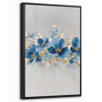 LEINWAND Bilder mit Rahmen - Blumen - Blau - Abstrakt - 40x60 - Hellgrau, Textil (40/60cm) - MuchoWow