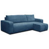 ECKSOFA LUNA mit Schlaffunktion und Bettkasten Cord-Stofff (Blau) - Blau, Textil (244/142cm) - VENASI MÖBEL