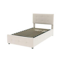 POLSTERBETT aus Samtstoff 90x200 cm in Beige mit hydraulischem Stauraum - Beige, Textil (90/200cm) - Modfu