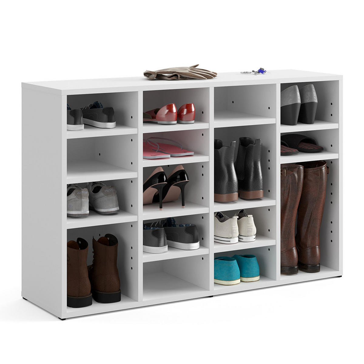 SCHUHREGAL Lysander Weiß 104 x 65.5 cm - Weiß, Holzwerkstoff (104/65.5/33cm) - Vicco