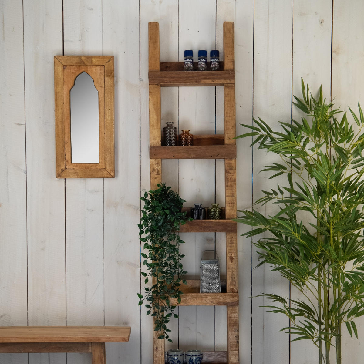 WANDSPIEGEL Tara 50x24 cm Massivholz naturfarben - Naturfarben, Holz (24/50/3cm) - DESIGN DELIGHTS
