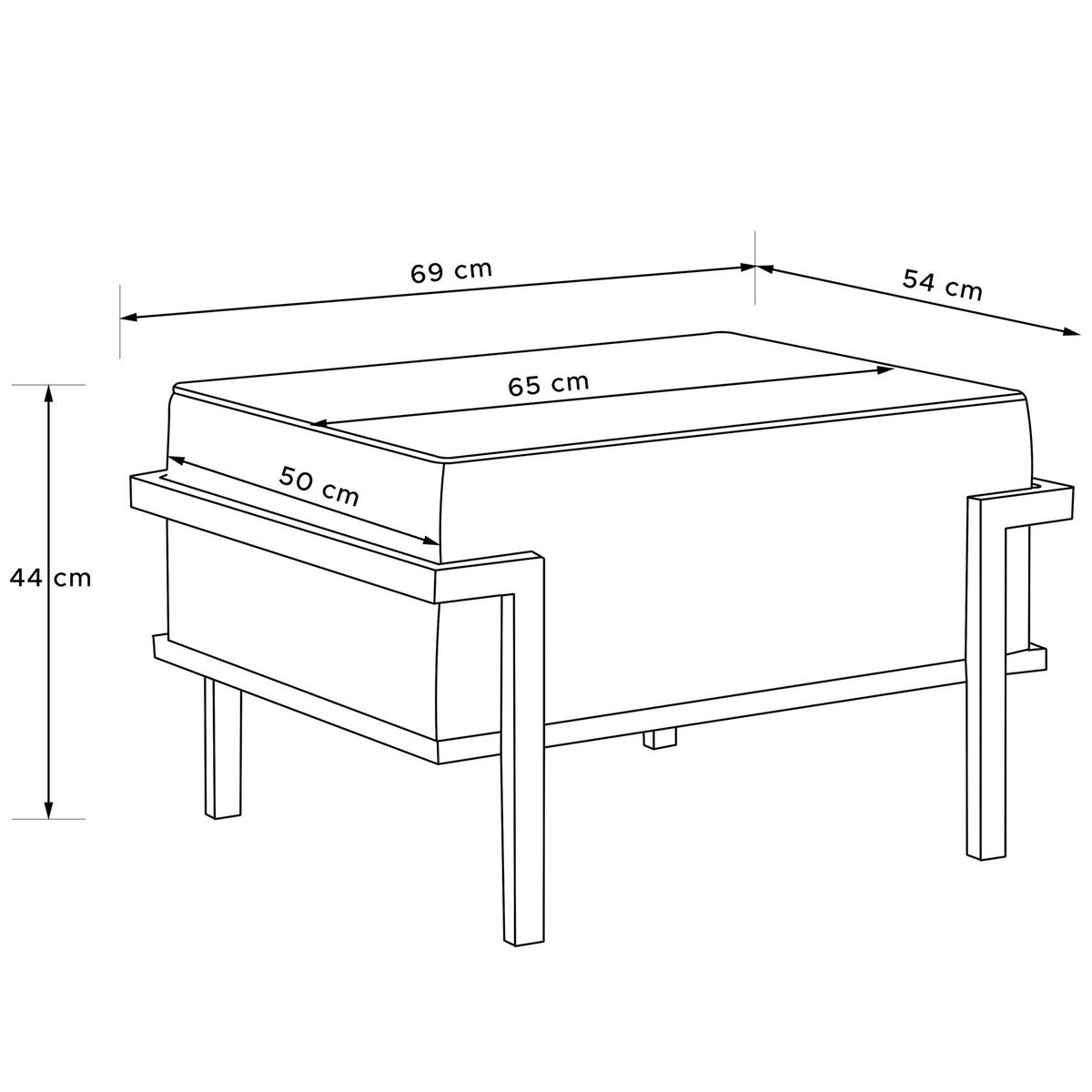 GARTENLOUNGE-HOCKER TRIGLO auf Metallfüßen, Modern, Weiß - Weiß/Hellgrün, Textil/Metall (69/44/54cm) - KONSIMO®
