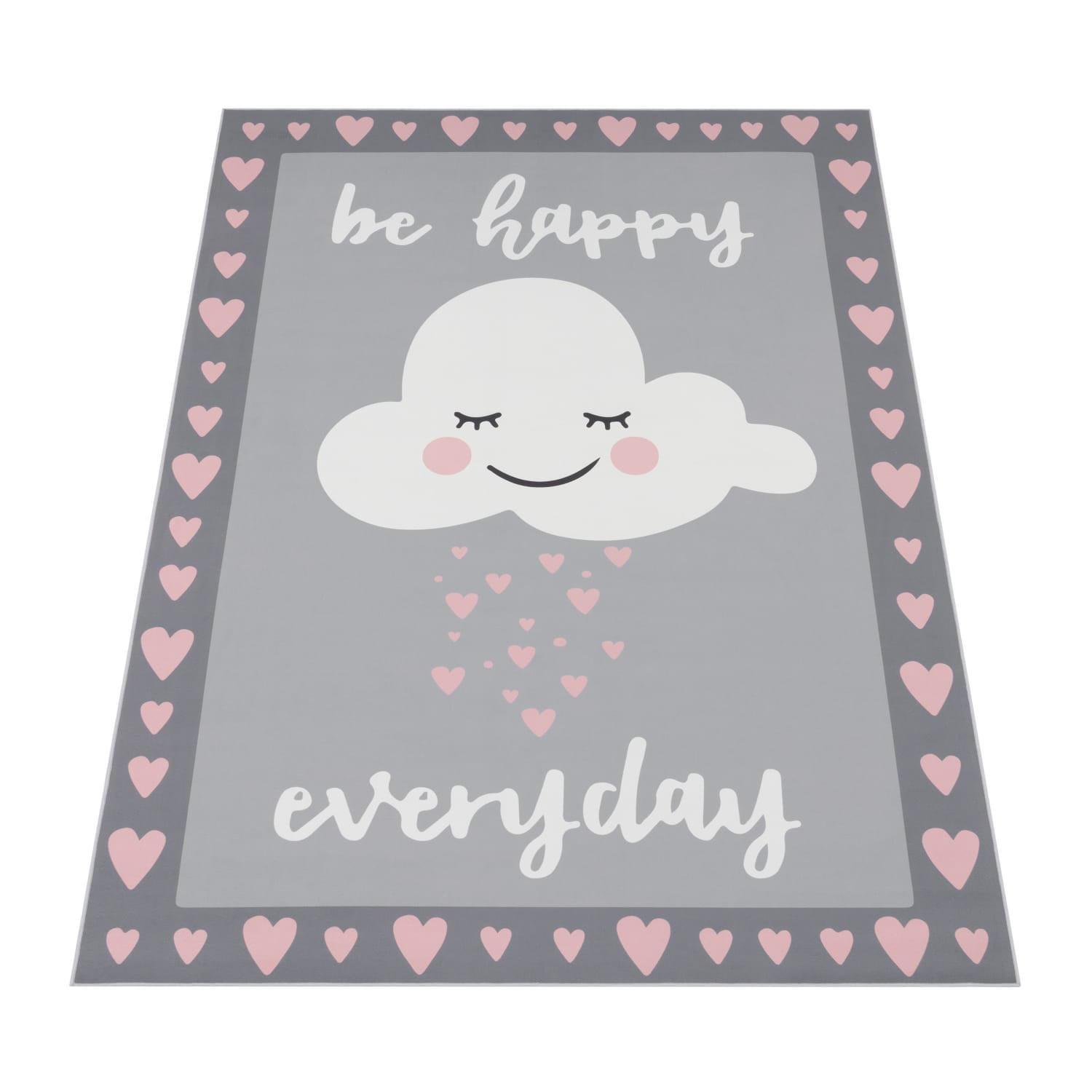 KINDERTEPPICH Herzen-Wolke Kinderzimmer schmutzabweisend Pink Rechteckig 140x200 - Rosa, Textil (140/200cm) - KADIMA DESIGN