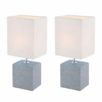 TISCHLEUCHTE GERI Keramik Grau 2er Set - Grau, Textil (13/11/29cm) - Globo Lighting