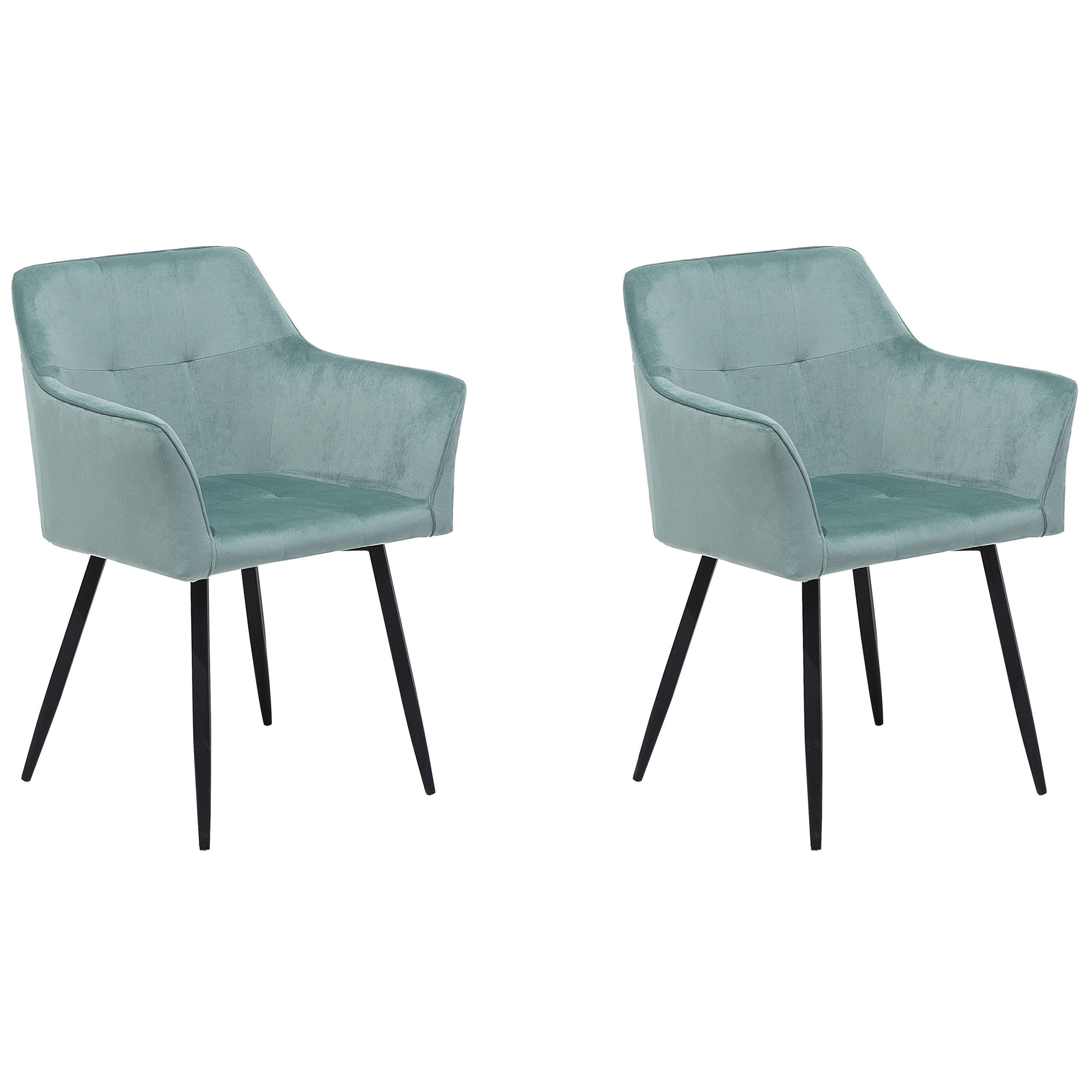 ESSZIMMERSTUHL 2er-Set Samtstoff Mintgrün Jasmin - Grün, Textil/Metall (60/84/49cm) - Beliani