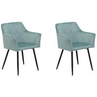 ESSZIMMERSTUHL 2er-Set Samtstoff Mintgrün Jasmin - Grün, Textil/Metall (60/84/49cm) - Beliani