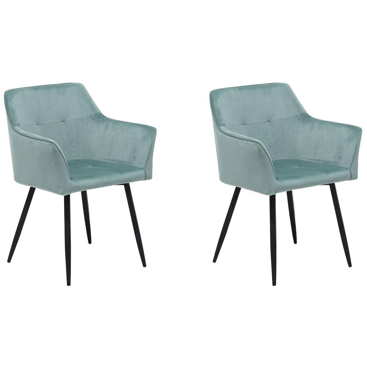 ESSZIMMERSTUHL 2er-Set Samtstoff Mintgrün Jasmin - Grün, Textil/Metall (60/84/49cm) - Beliani