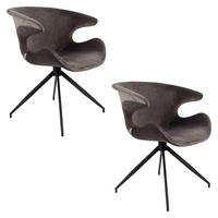 ESSZIMMERSTUHL Mia Grau - 2 er Set - Grau, Textil (63/78.5/62cm) - Zuiver
