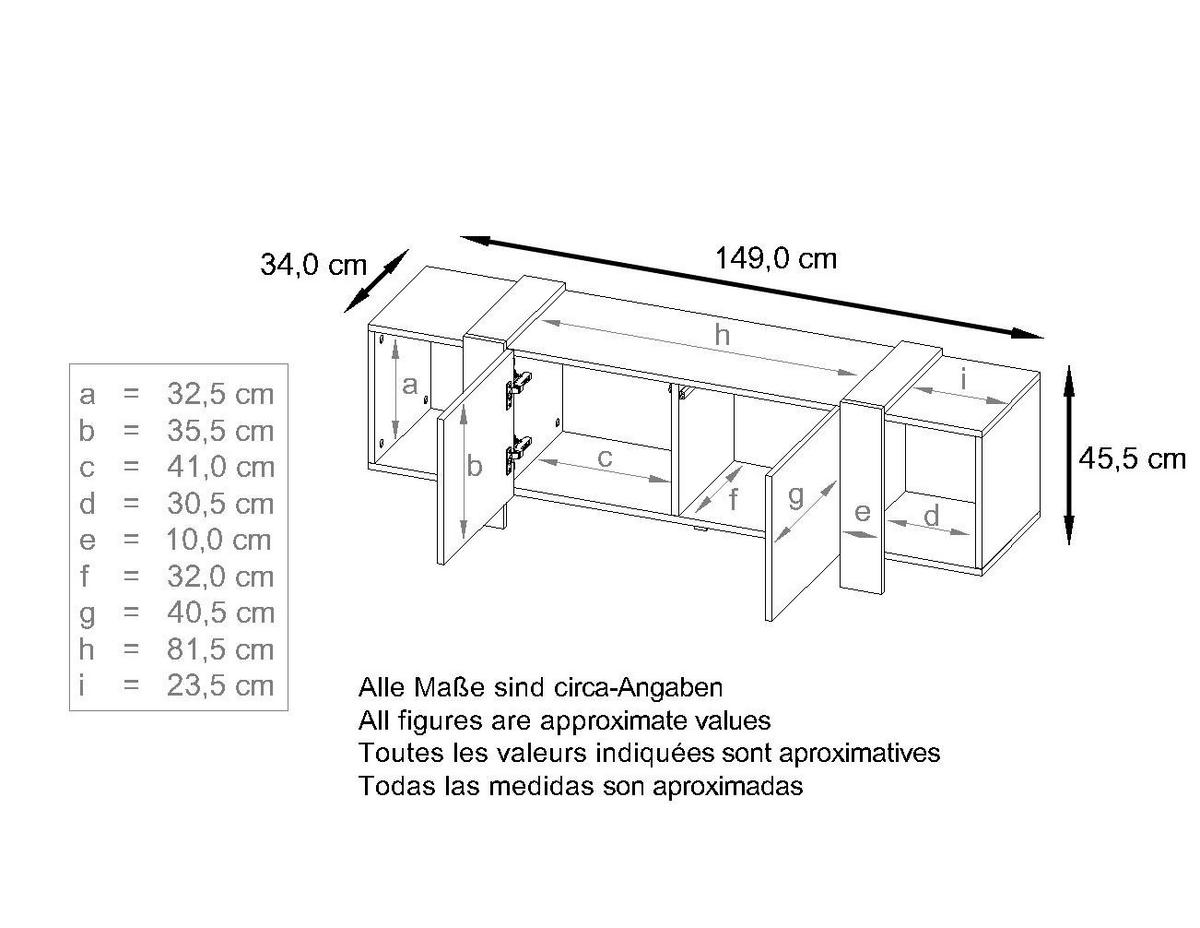 LOWBOARD Ida Blenden in Avola-Anthrazit - Anthrazit, Holzwerkstoff (149/45.5/34cm) - Vladon