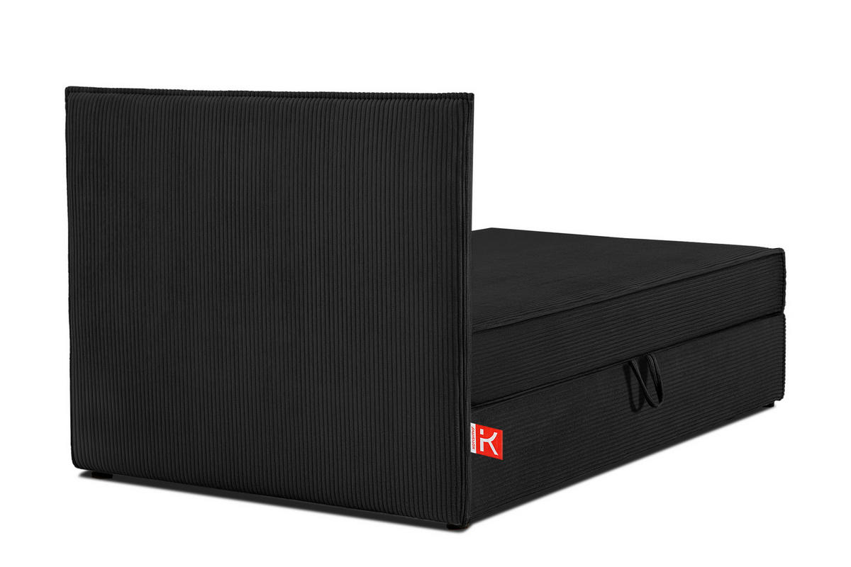 BOXSPRINGBETT ROTI Einzelbett, schwarz - Schwarz, Holz/Holzwerkstoff (90/200cm) - KONSIMO®
