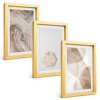 BILDER SET 3er Set - 20x30 cm Goldrahmen - Designerabstraktion der Natur - Goldfarben, Kunststoff (20/30cm) - TULUP