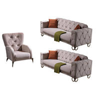 SITZGARNITUR Lizzy Beige Stellvariante:3+3+1 - Beige, Holz (230/80/90cm) - Villa Möbel