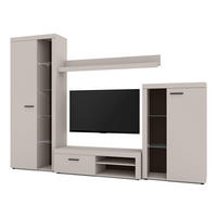 WOHNWAND Spacoro Beige 270/190/41 cm Wohnwand Modern ohne LED - Beige, Holzwerkstoff/Kunststoff (270/190/41cm) - AX Living