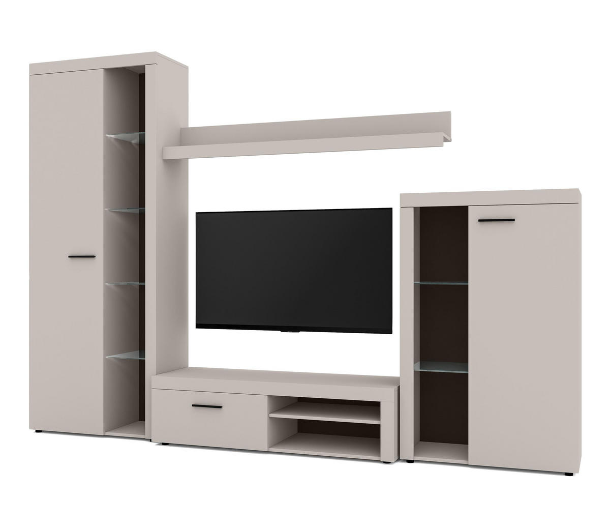 WOHNWAND Spacoro Beige 270/190/41 cm Wohnwand Modern ohne LED - Beige, Holzwerkstoff/Kunststoff (270/190/41cm) - AX Living