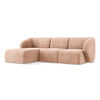 ECKSOFA Links Chenille Stoff Pink - Koralle/Schwarz, Holzwerkstoff/Kunststoff (248/166cm) - Makamii
