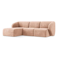 ECKSOFA Links Chenille Stoff Pink - Koralle/Schwarz, Holzwerkstoff/Kunststoff (248/166cm) - Makamii