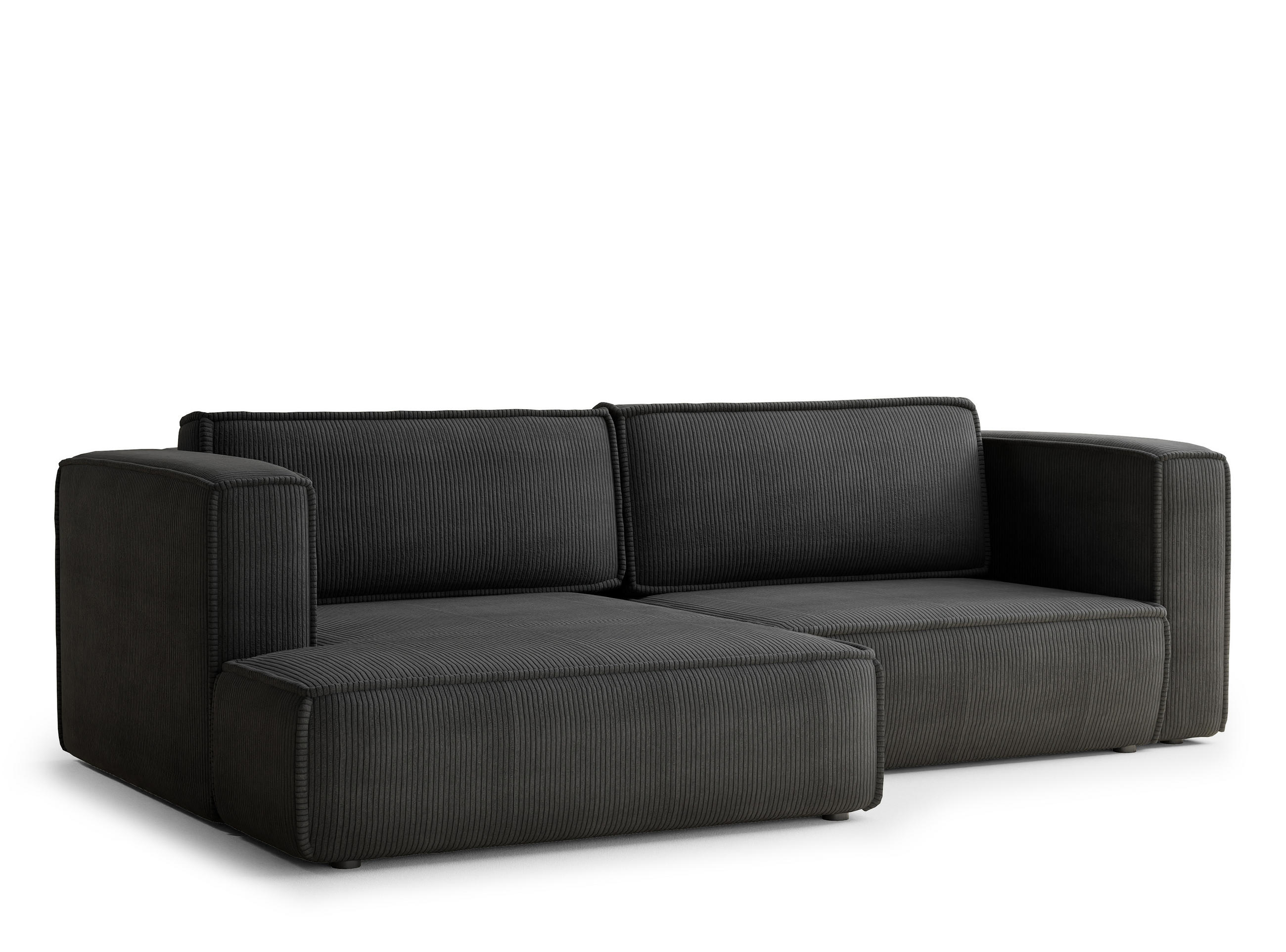 ECKSOFA MIT SCHLAFFUNKTION Velto Anthrazit Samtstoff - Anthrazit/Schwarz, Holz/Holzwerkstoff (152/250cm) - Maison de Reve