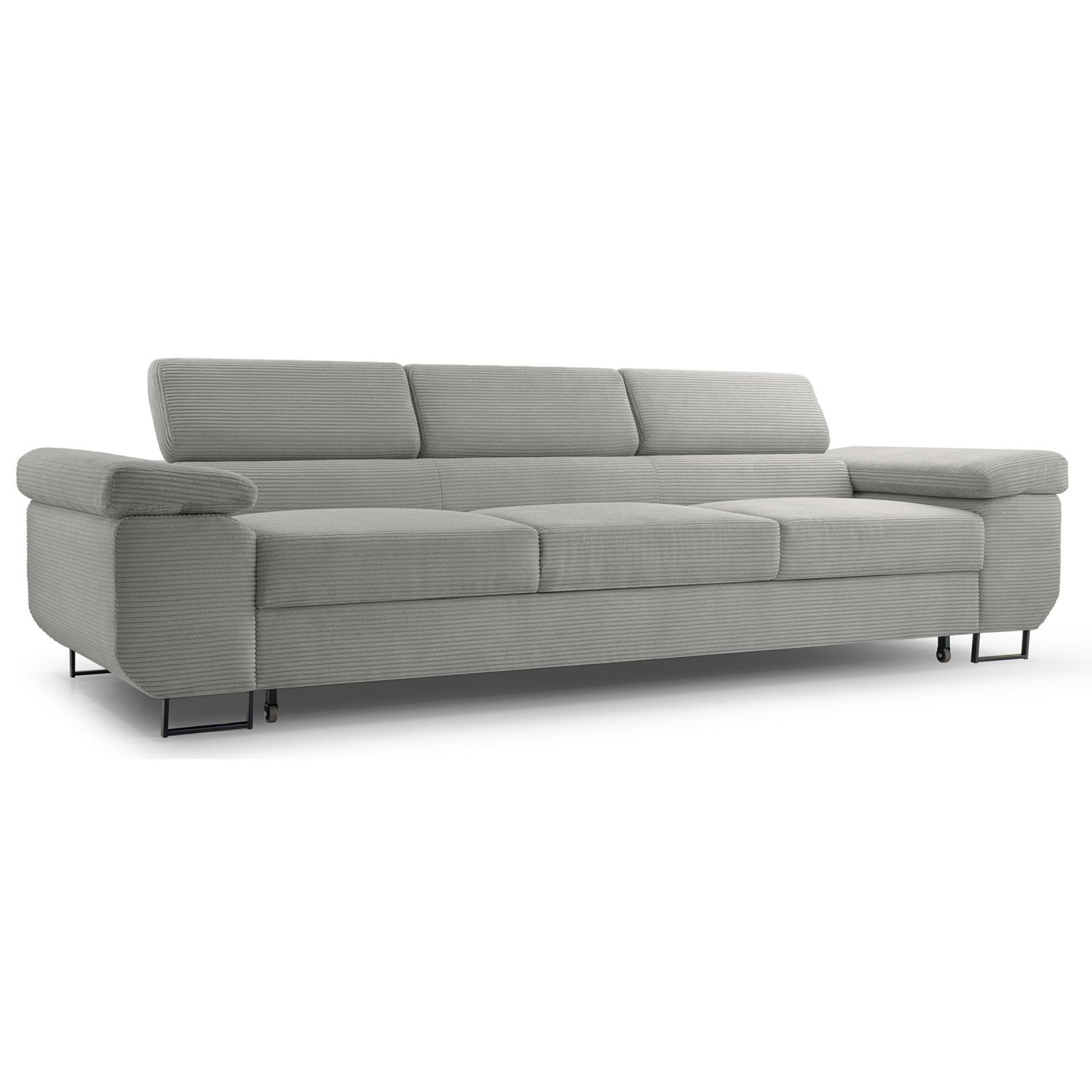 3-SITZER SOFA Capurso Beige Cord - Beige/Schwarz, Textil/Metall (274/90/98cm) - Selsey