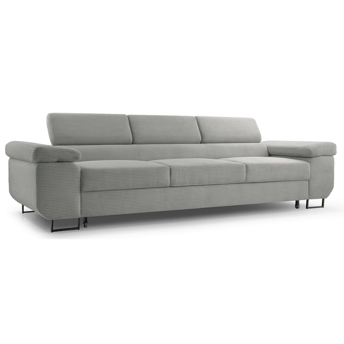 3-SITZER SOFA Capurso Beige Cord - Beige/Schwarz, Textil/Metall (274/90/98cm) - Selsey