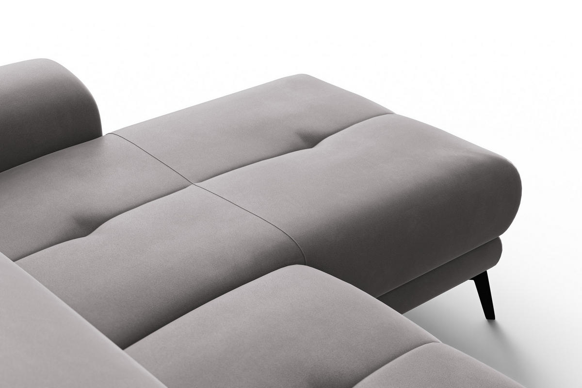 ECKSOFA FIERO 4-Sitzer RECHTS, Dunkelgrauer Veloursstoff - Dunkelgrau/Schwarz, Holz/Textil (288/170cm) - Courtois Laville