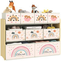 KINDERREGAL DE-17249 3 Ebenen mit 9 Aufbewahrungsboxen Gelb - Gelb, Textil (93/70/30cm) - ComfortXL