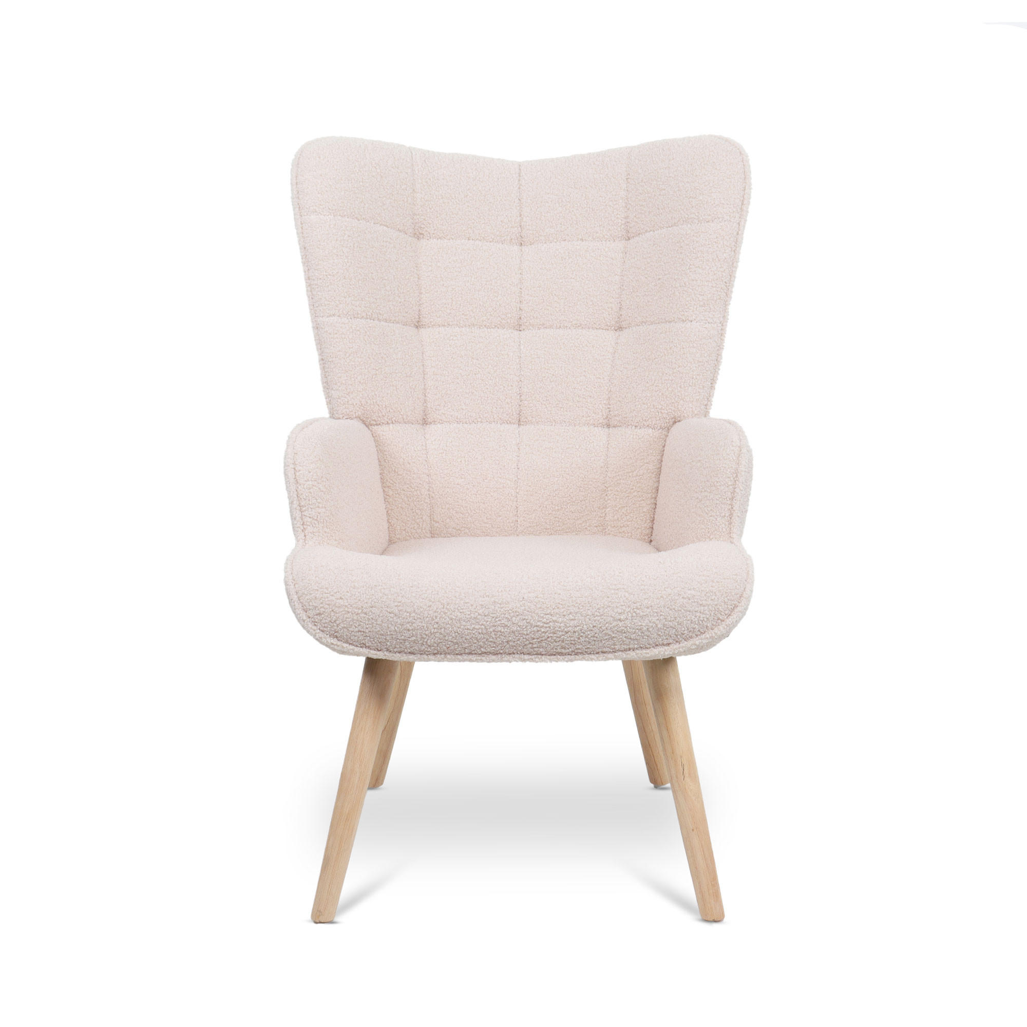 SESSEL Stella Skandinavischer aus beigem Frottee mit Nähten - Beige/Akaziefarben, Holz/Holzwerkstoff (67/102/73.5cm) - Sicaan