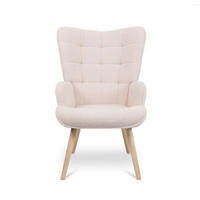 SESSEL Stella Skandinavischer aus beigem Frottee mit Nähten - Beige/Akaziefarben, Holz/Holzwerkstoff (67/102/73.5cm) - Sicaan