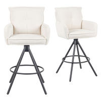 BARHOCKER Nila 2er-Set - Creme/Schwarz, Textil/Metall (55/102/58cm) - DUBI Möbel