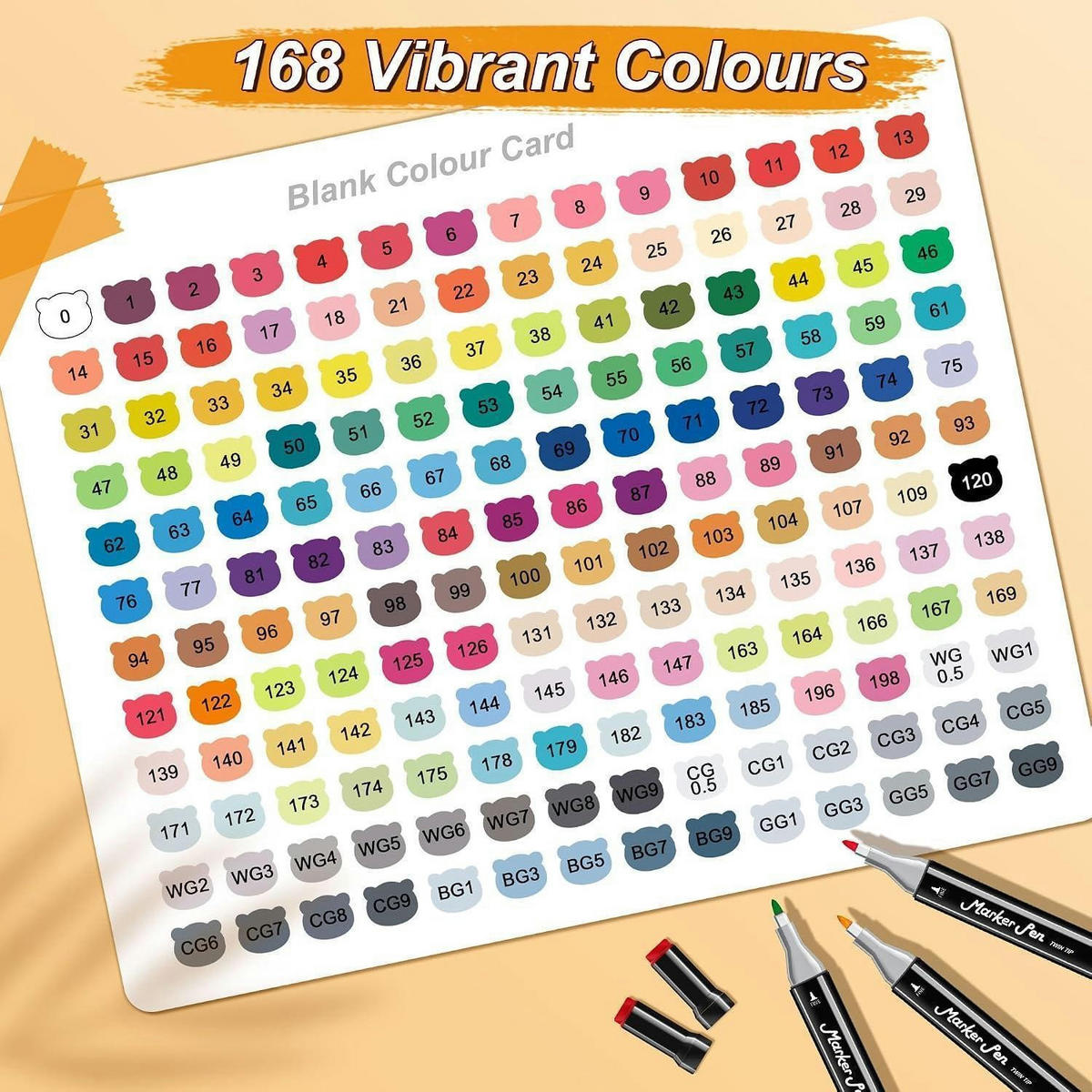 MARKER Set 168 Farben mit Tasche - Multicolor, Kunststoff (10/10/15cm)