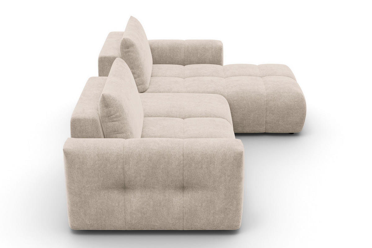 ECKSOFA VERONA 4-Sitzer RECHTS, Beige - Beige/Schwarz, Holz/Textil (282/173cm) - Courtois Laville