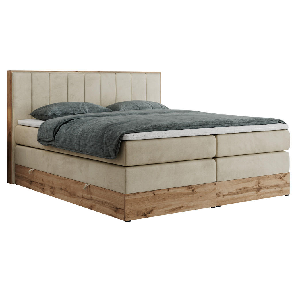 MKS POSTEL BOXSPRING BELLISSIMO KING 180/200 - Béžová Samet - H3