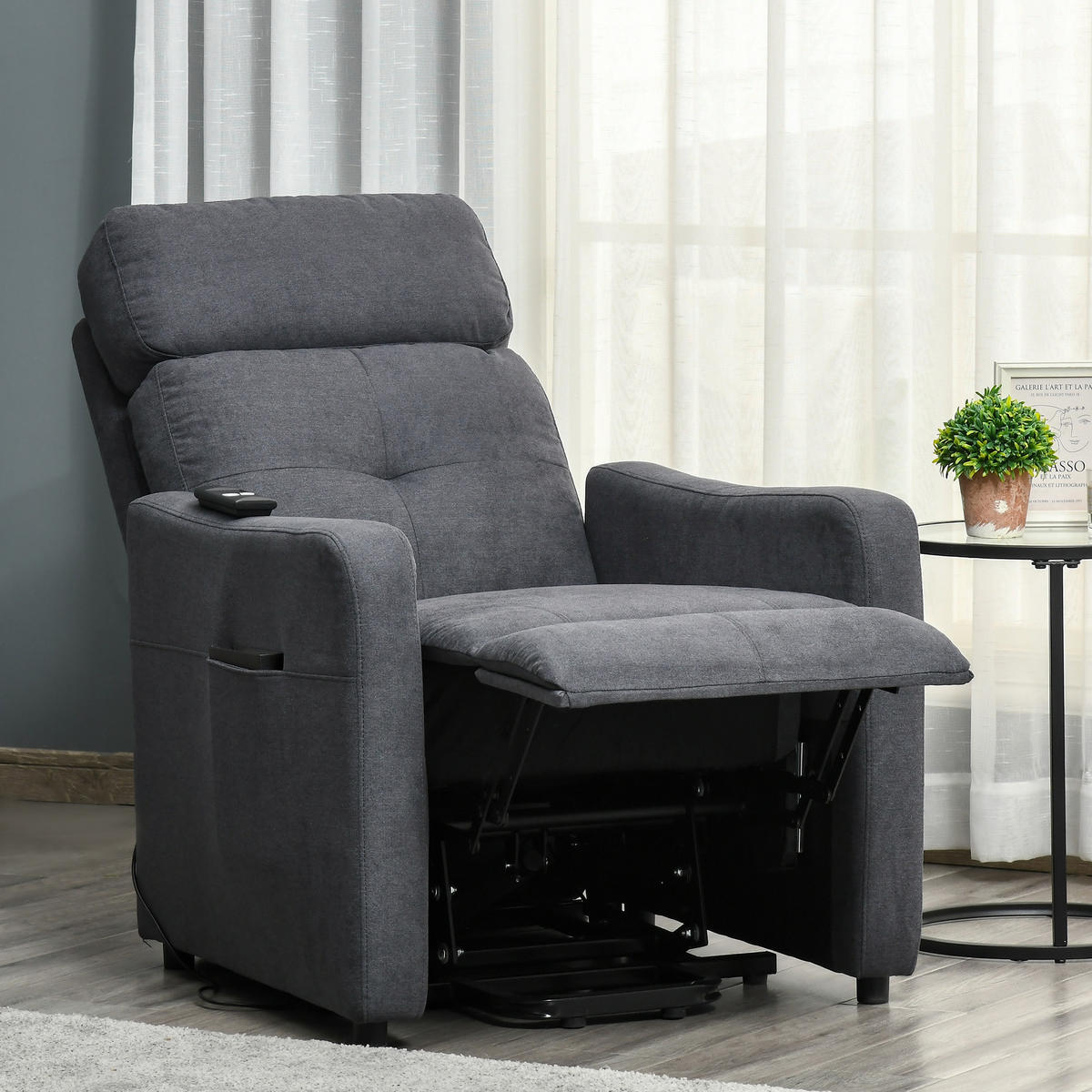 SESSEL mit Aufstehhilfe, Polyester, Grau - Grau, Kunststoff (94/104/71cm) - HOMCOM