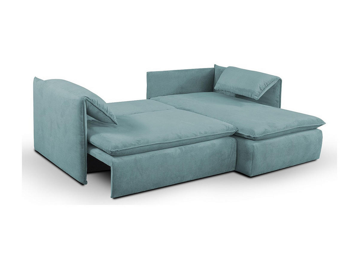 ECKSOFA mit Schlaffunktion - Ecke Rechts - Feincord - Blau - TEODORA - Blau, Textil (230/166cm) - Vente-Unique