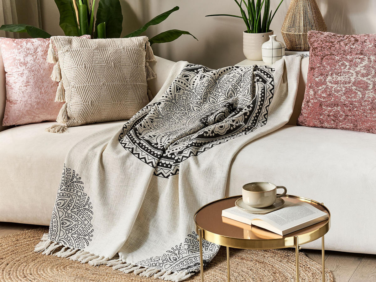 DECKE Beige Berhampore 130/180 cm - Beige, Naturmaterialien/Textil (130/180cm) - Beliani