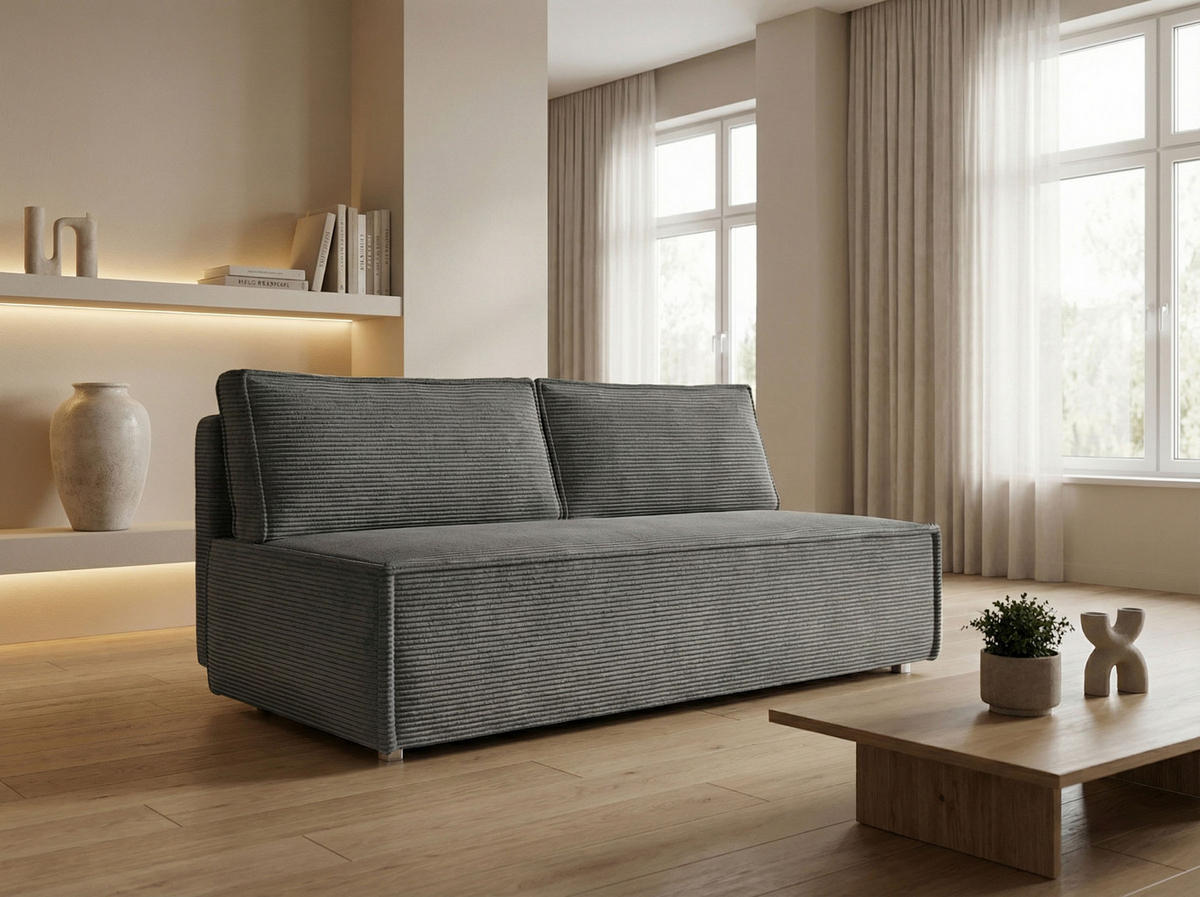 SCHLAFSOFA Diana mit Bettkasten, Grau 200/89/100 cm - Edelstahlfarben/Grau, Textil/Metall (200/89/100cm) - WFL GROUP