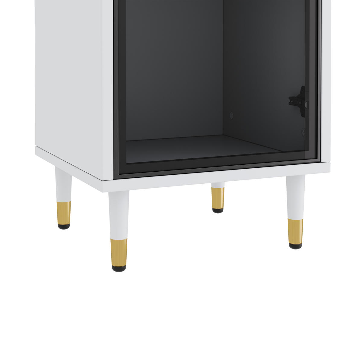 HIGHBOARD mit LED-Beleuchtung 40/40/170 cm in Weiß mit getönter Glastür - Weiß, Holzwerkstoff (40/170/40cm) - BEAOK