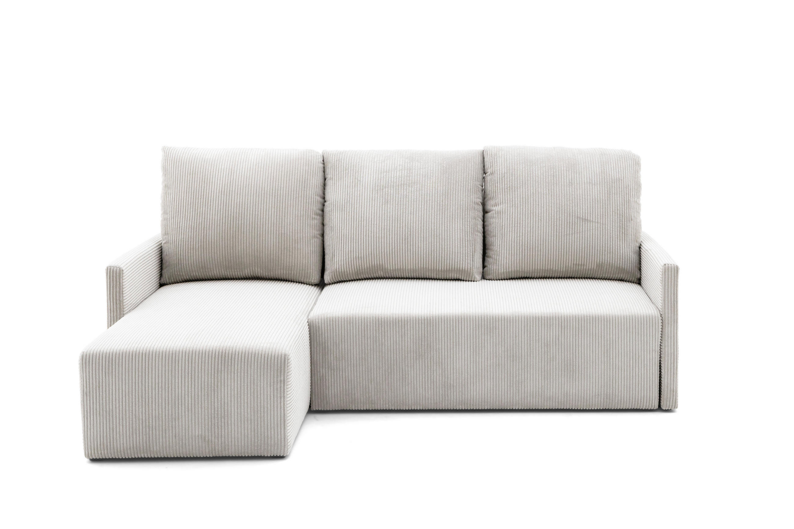 ECKSOFA GARDA L Links mit Schlaffunktion 132x198 Cord Creme - Creme/Schwarz, Holz/Kunststoff (209/145cm) - NACANAPA