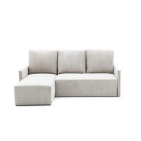ECKSOFA GARDA L Links mit Schlaffunktion 132x198 Cord Creme - Creme/Schwarz, Holz/Kunststoff (209/145cm) - NACANAPA