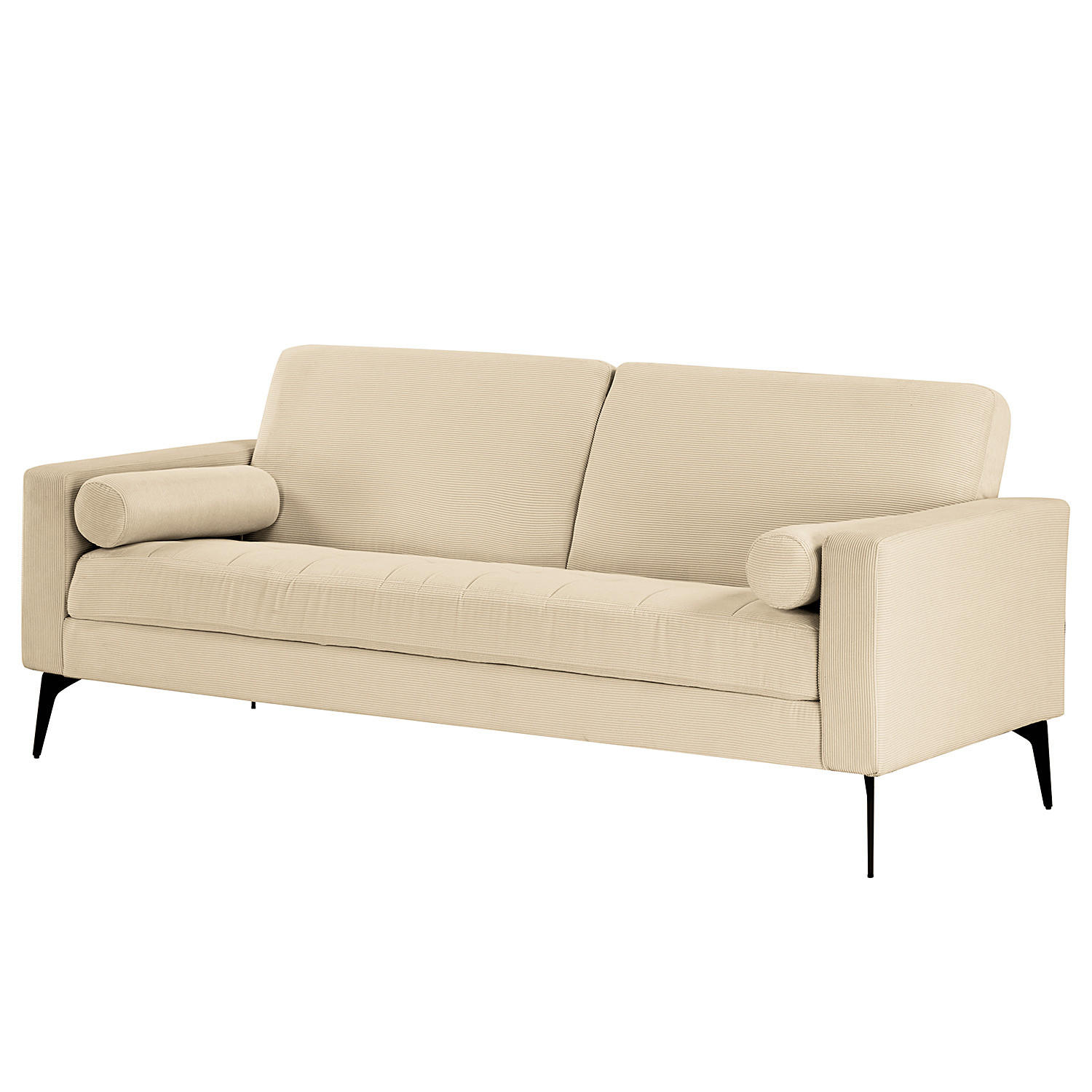 3-SITZER SOFA - Beige - Cord - Stahl - 194 x 82 x 76 cm - Beige/Schwarz, Textil/Metall (194/82/76cm) - home24