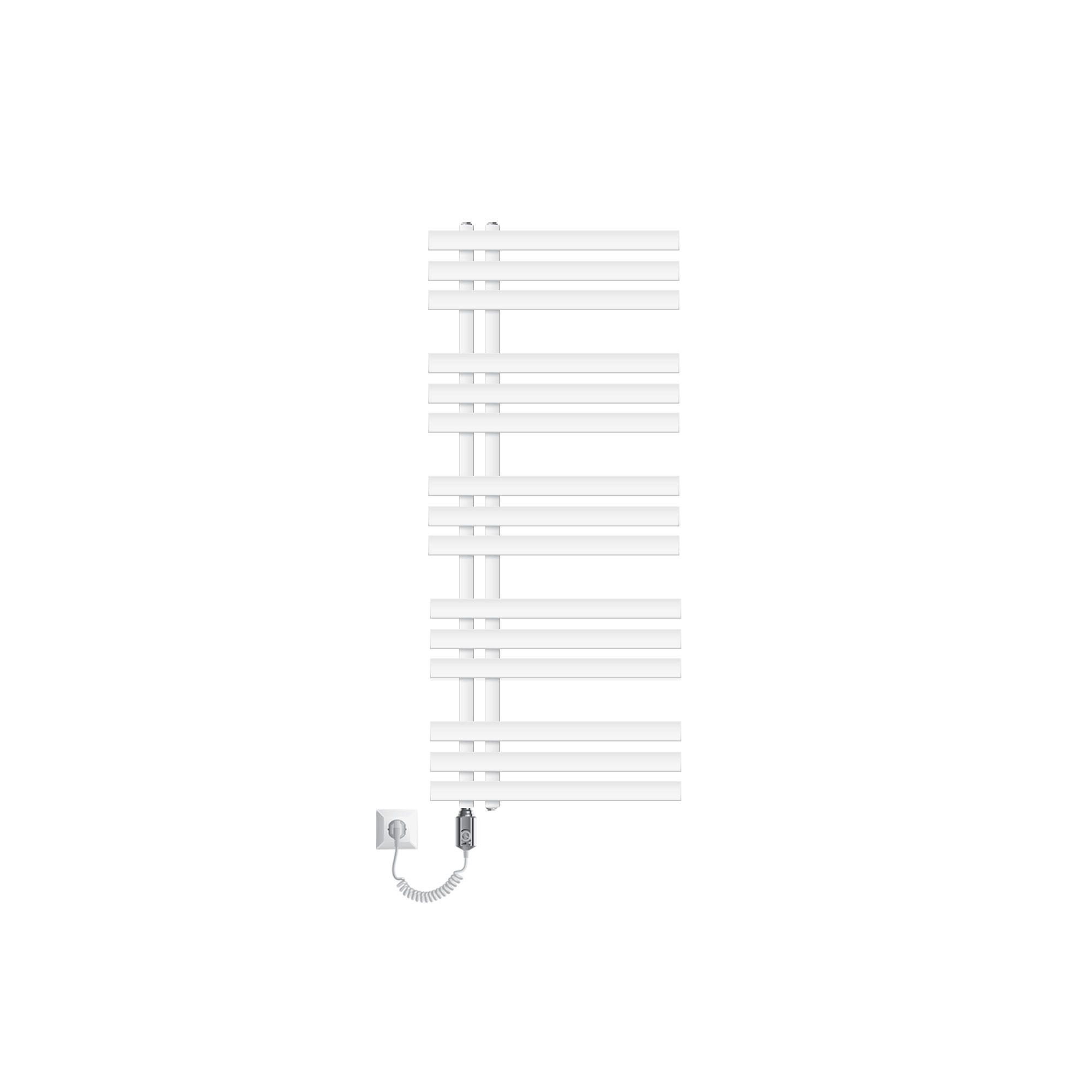 BADHEIZKÖRPER elektrisch Iron EM 500x1200 mm Weiß mit Heizstab 900W - Weiß, Metall (50/120/3cm) - LuxeBath