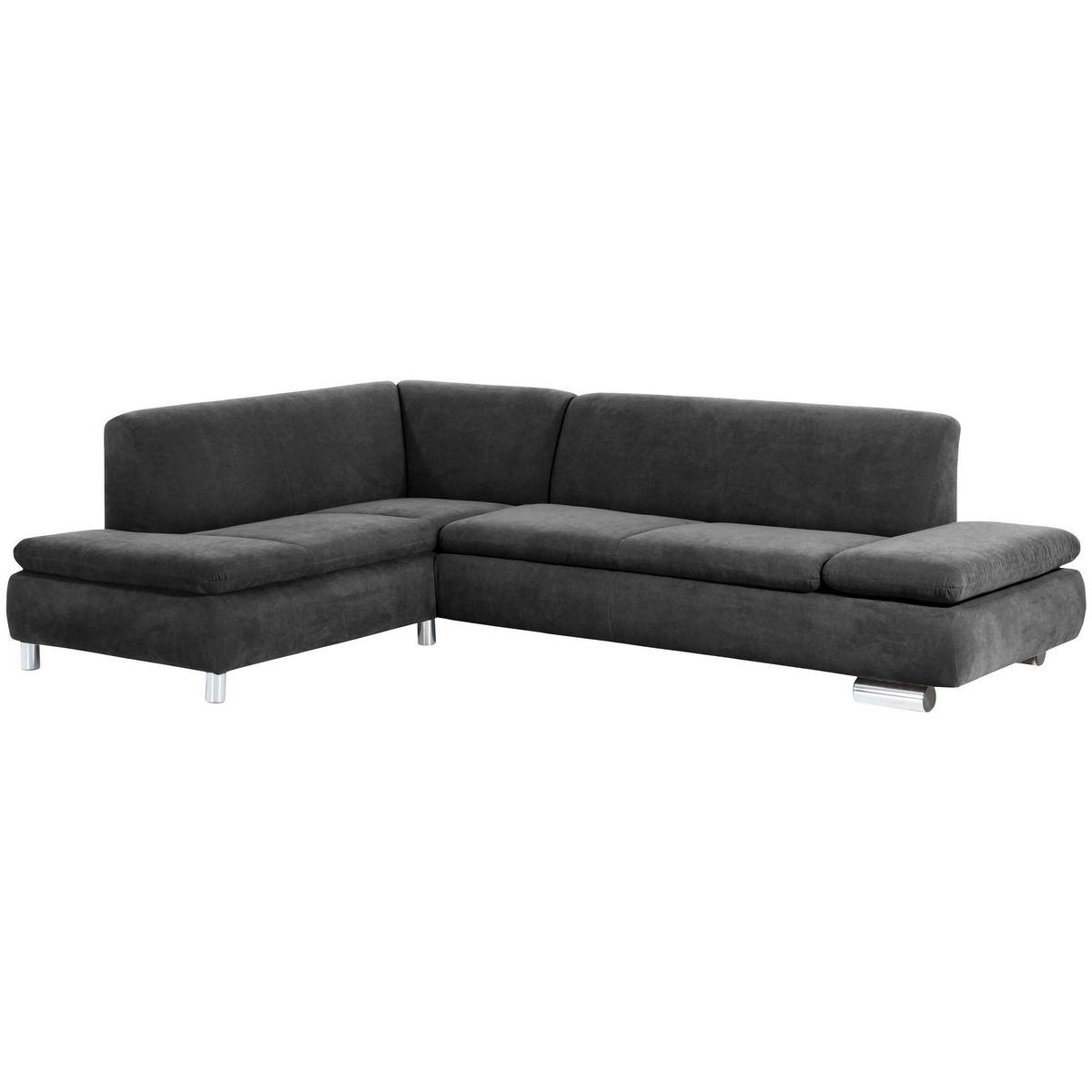 ECKSOFA mit Ottomane links Kaye Bezug Veloursstoff Metallfuß verchromt / anthrazit - Anthrazit, Kunststoff (190/270cm) - 58aufmkessel