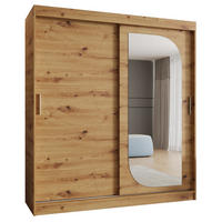 SCHWEBETÜRENSCHRANK 200/180/62 2-türig - Silberfarben/Braun, Holz (180/200/62cm) - MÖBEL KRYSPOL
