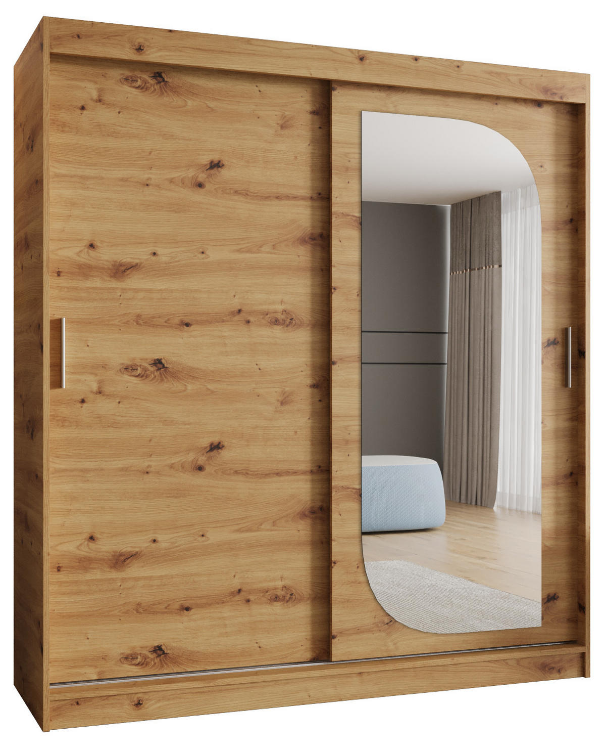 SCHWEBETÜRENSCHRANK 200/180/62 2-türig - Silberfarben/Braun, Holz (180/200/62cm) - MÖBEL KRYSPOL