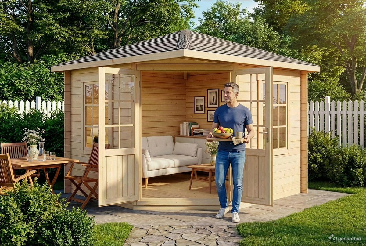GARTENHAUS Holz Monica - Naturfarben, Holz (320/266/320cm) - Alpholz