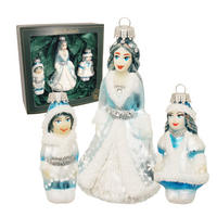 CHRISTBAUMSCHMUCK Märchen Schneekönigin Weiß 9cm (Glas / 3 Stk.) - Weiß, Glas (3/9/2cm) - Krebs Glas Lauscha