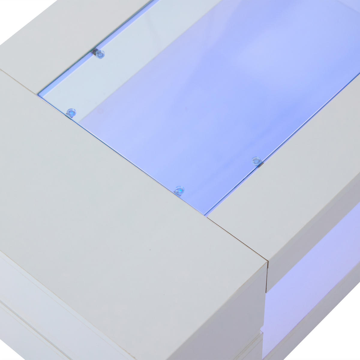 COUCHTISCH 100/50/35 cm weiß mit LED-Beleuchtung und App-Steuerung - Weiß, Holzwerkstoff (100/50/35cm) - OKWISH